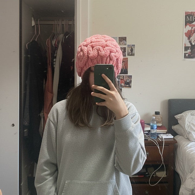 Too Much IQ Knitted Brain Beanie