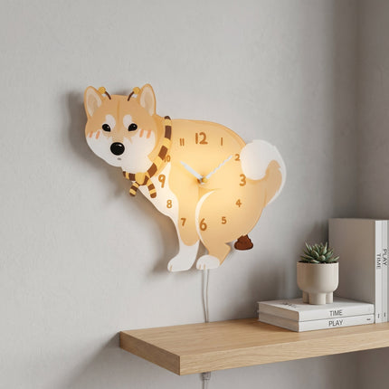 Shiba Squish Time Wall Clock