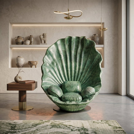 Sea Shell Velvet Accent Lounge Chair