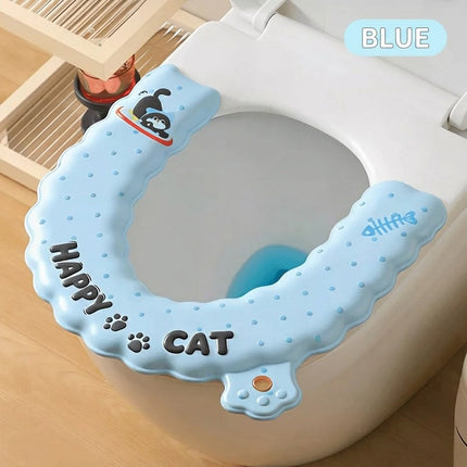 Cat-Print Waterproof Toilet Seat Cushion Cover