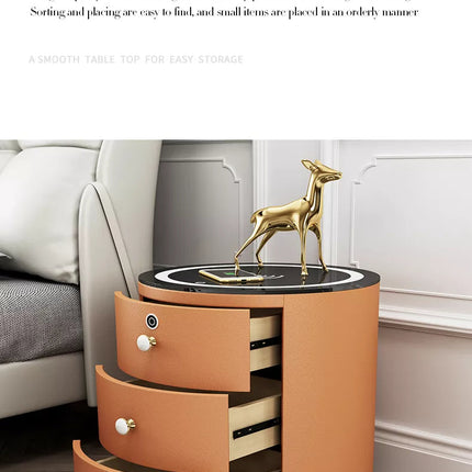 Round Smart Wireless Charging Bedside Table
