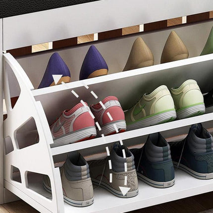 Nordic Wooden Space Saving Shoe Rack Stool