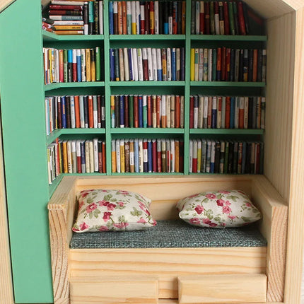Wooden Library House Reading Nook Miniature
