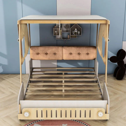 Adventurous Car Solid Wood Kids Bed