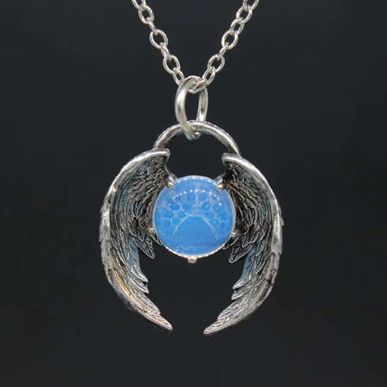 Creative Eagle Wings Feather Glowing Ball Necklace