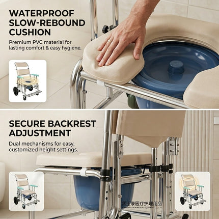 Safe Seat Adjustable Shower Patient Transport Chair
