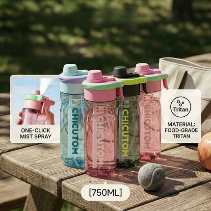 Cool Mist Spray Sports Water Bottle