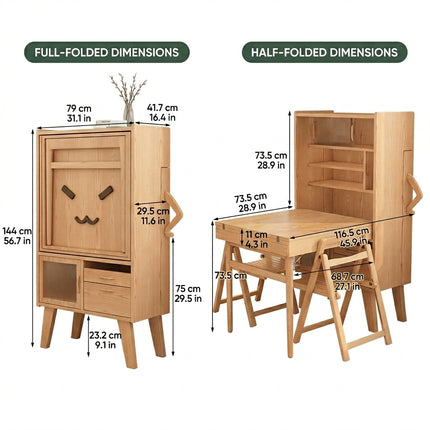 Hideaway Smile Folding Dining Table Storage Cabinet