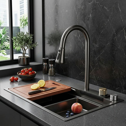 Elegant Stainless Steel Waterfall Kitchen Sink