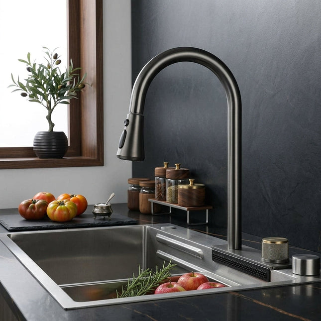Elegant Stainless Steel Waterfall Kitchen Sink