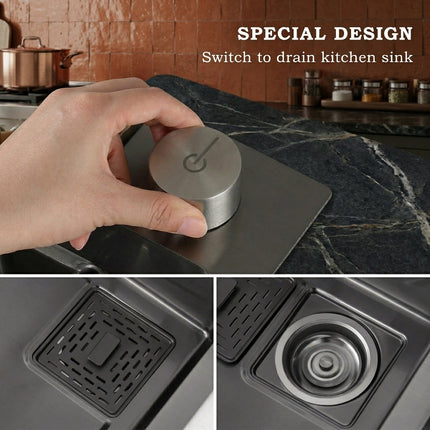 Elegant Stainless Steel Waterfall Kitchen Sink