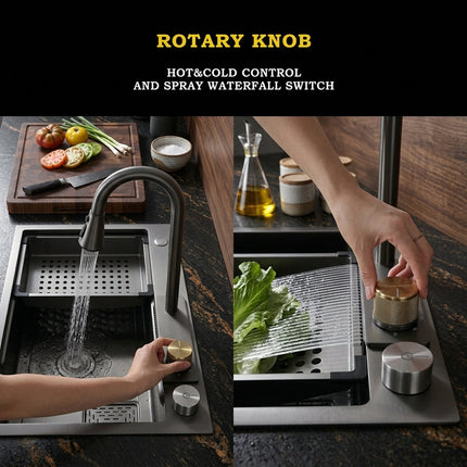 Elegant Stainless Steel Waterfall Kitchen Sink