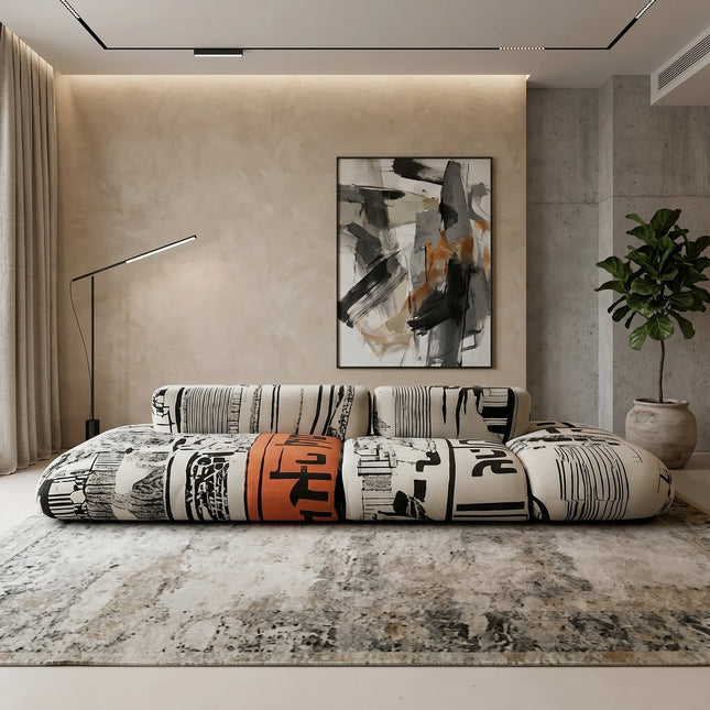 Art Sketch Kanji Bold Typography Modular Cloud Sofa