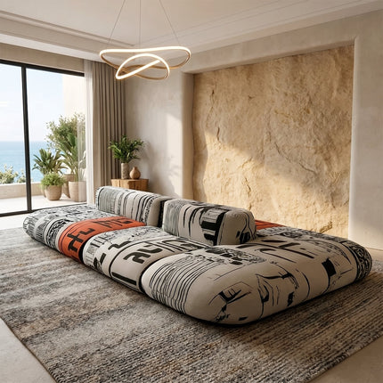 Art Sketch Kanji Bold Typography Modular Cloud Sofa
