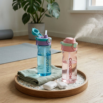 Cool Mist Spray Sports Water Bottle