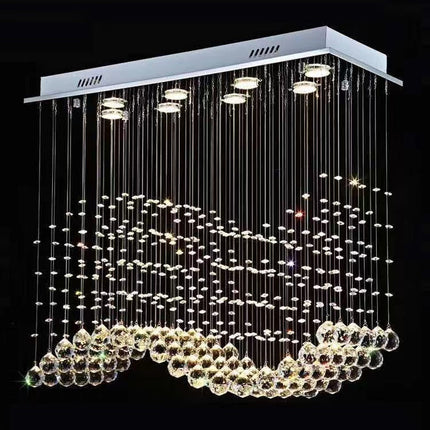 Luxury Rectangular Crystal Raindrop Chandelier