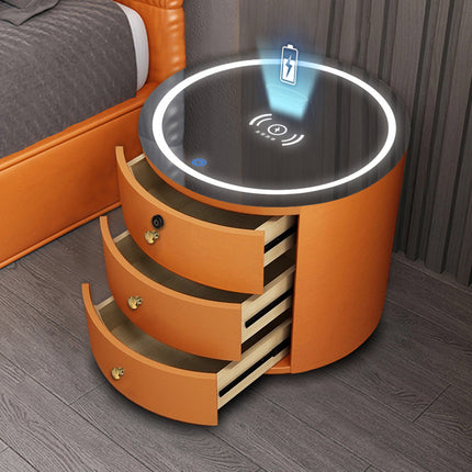 Round Smart Wireless Charging Bedside Table