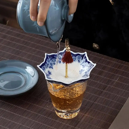 Traditional Floral Ceramic Umbrella Tea Strainer