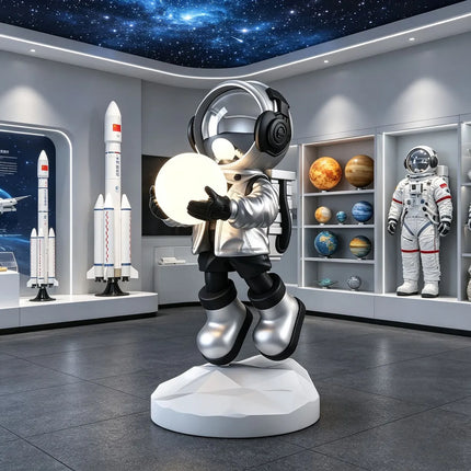 Large Astronaut Floor Decor with LED Light – Space Museum Style Spaceman Statue for Living Room