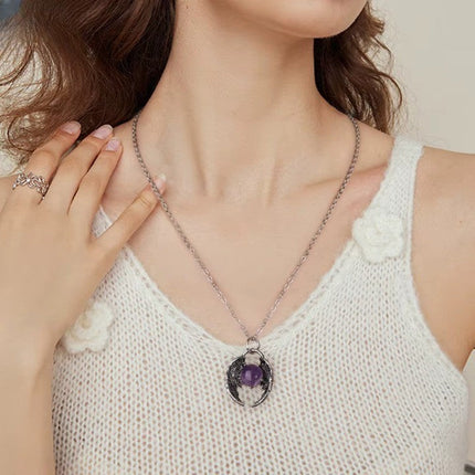 Creative Eagle Wings Feather Glowing Ball Necklace