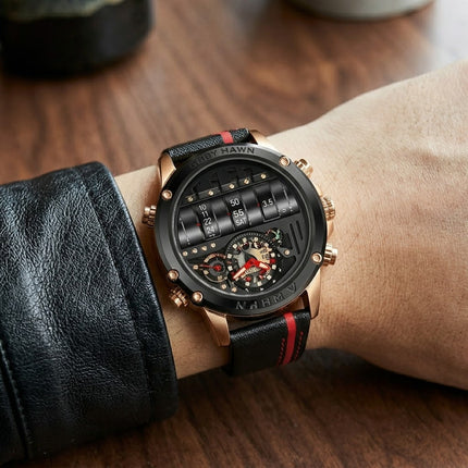 Time Capsule Rotating Calendar Engine Dial Watch