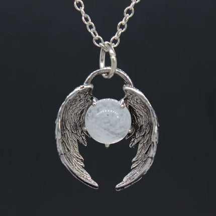 Creative Eagle Wings Feather Glowing Ball Necklace
