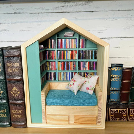 Wooden Library House Reading Nook Miniature