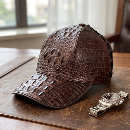Crocodile Texture Leather Baseball Cap