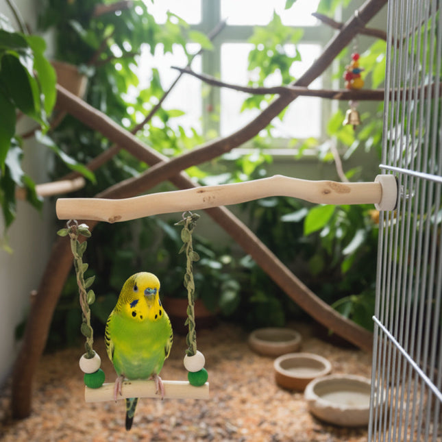 Natural Wood Hanging Bird Swing