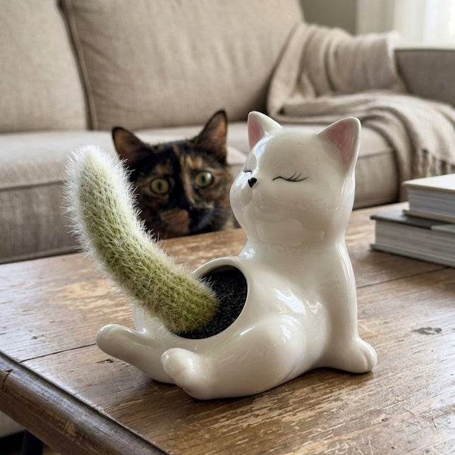 Naughty Cat Ceramic Cactus Planter