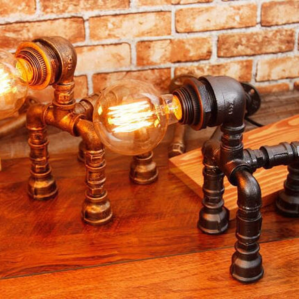 Dog Puppy Iron Pipe Table Lamp