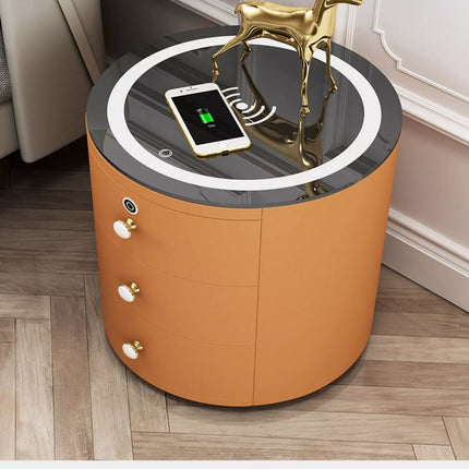 Round Smart Wireless Charging Bedside Table