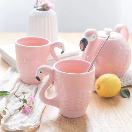 Pink Flamingo Ceramic Tea Set
