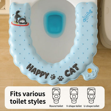 Cat-Print Waterproof Toilet Seat Cushion Cover
