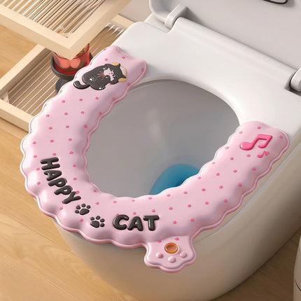 Cat-Print Waterproof Toilet Seat Cushion Cover