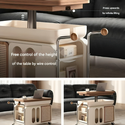 Vintage Style Lift-Top Hidden Storage Coffee Work Table