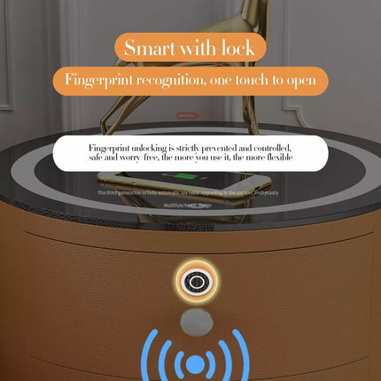 Round Smart Wireless Charging Bedside Table