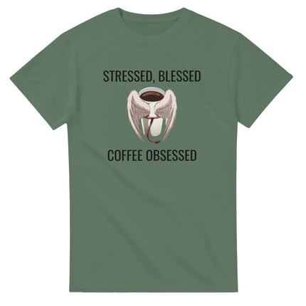 Stressed Blessed & Coffee Obsessed Cotton T-Shirt