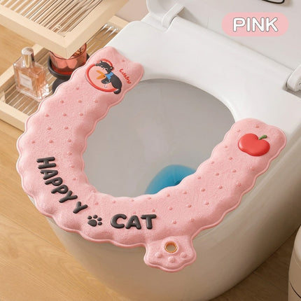 Cat-Print Waterproof Toilet Seat Cushion Cover