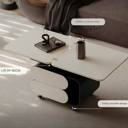 Modern Nordic Height Adjustable Hidden Drawers Coffee Table