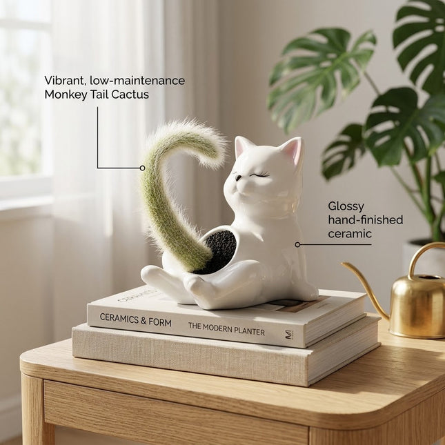 Naughty Cat Ceramic Cactus Planter