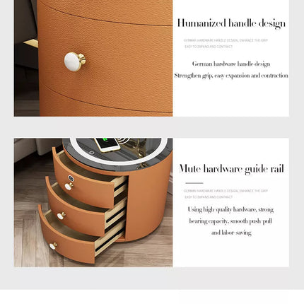 Round Smart Wireless Charging Bedside Table