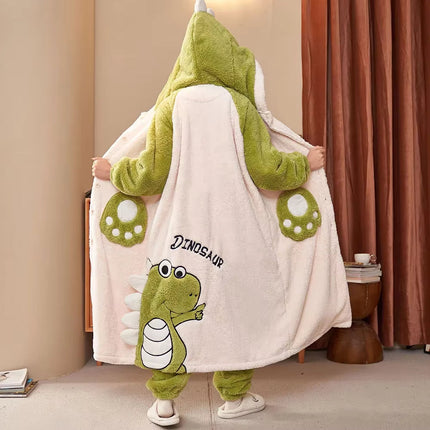 Plush Dinosaur Hooded Pajama Suit