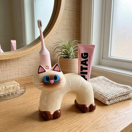 Sassy Cat Ceramic Toothbrush Holder