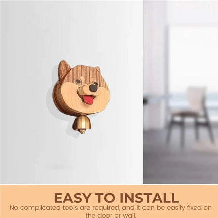 Playful Shiba Dog Face Wooden Doorbell