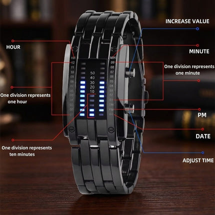 Steel Lava Binary Watch