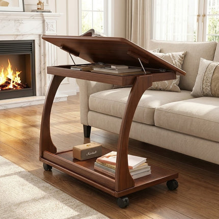 Italian Style Rolling Lift-Top Coffee Table