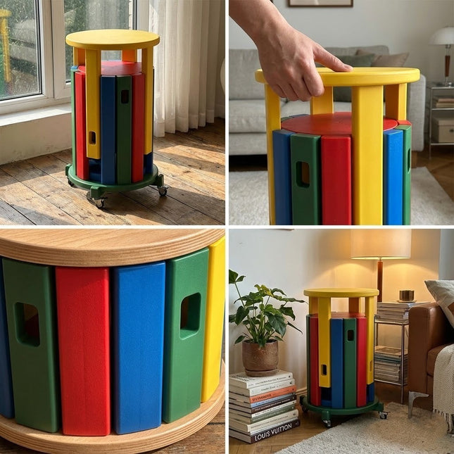 Stackable Rainbow Wooden Chair Table