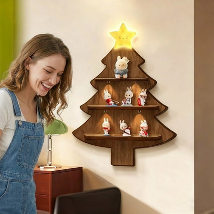Cozy Christmas Wooden Tree Shelf