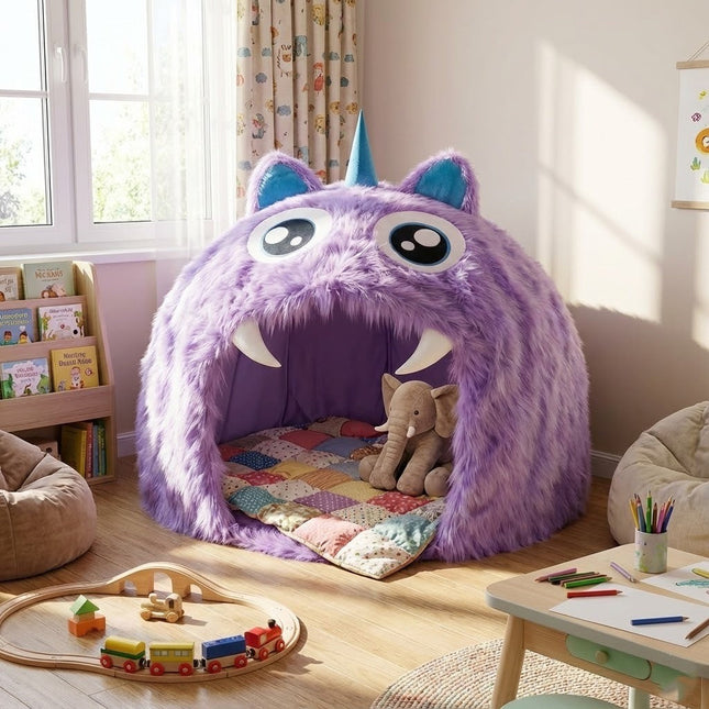 Purple Plush Monster Playhouse Indoor Kids Tent
